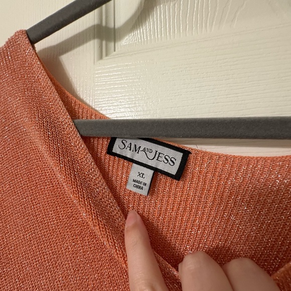 Women's Sparkling Knit Top in Orange - Picture 3 of 3